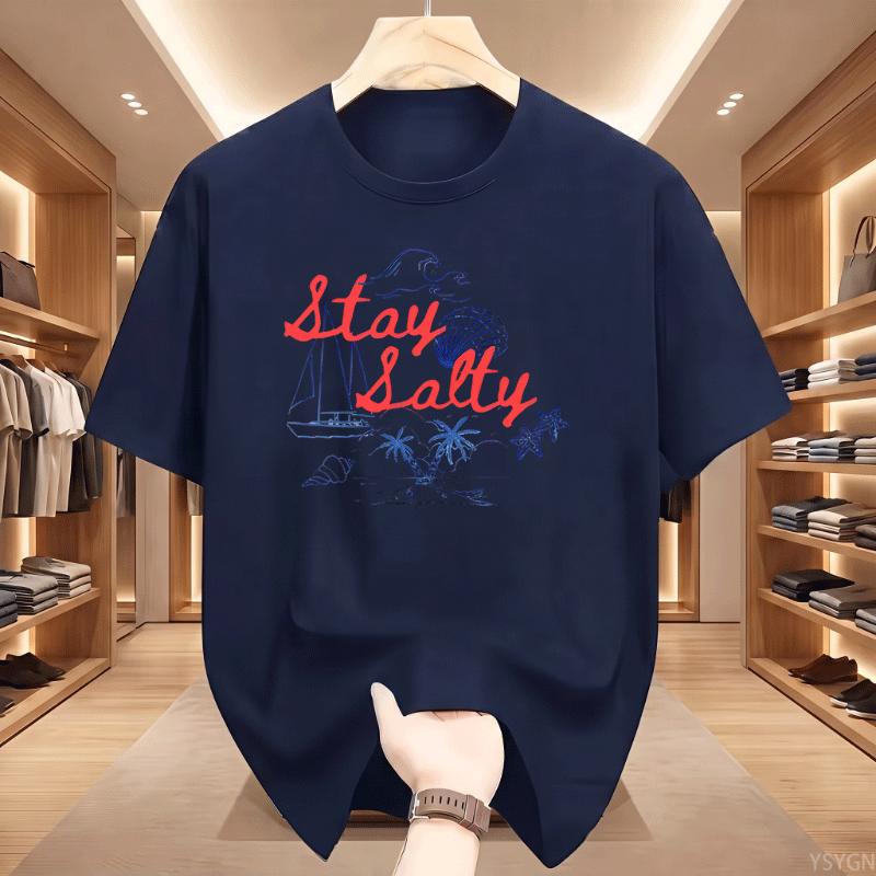 Stay Salty Graphic Tee Beachy Summer Cotton T Shirt Casual Round Neck Printed Short Sleeve Tshirts Unisex Comfortable Clothing