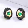 Black Gold Jewelry Three Piece Set with Emeralds and Gemstones
