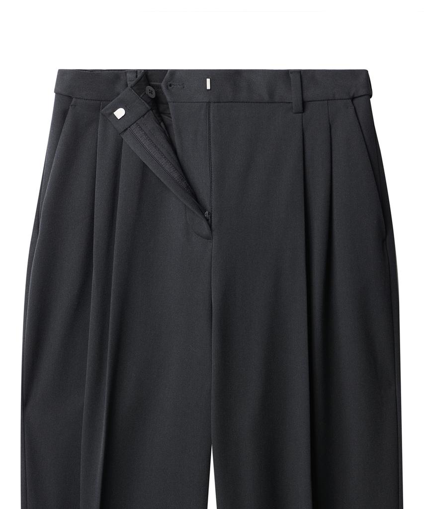 MUSINSA STANDARD WOMAN Women'S Heavyweight Fleece-Lined High-Waisted Wide Hidden Elastic Waist Slacks [Gray]