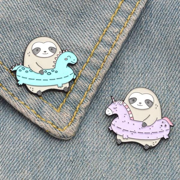 Unique New Fashion Cartoon Sloth Enamel Pin Badge In Mint Green For Trendy Collectors