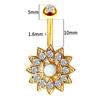 Exclusive Stainless Steel Sunflower Opal Belly Button Ring Stud Piercing Jewelry