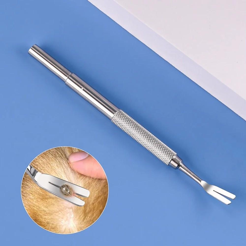 New Stainless Steel Tick Fork Fork Shape Effective Design Tick Removal Tool Silver Pet Tick Remover Dog Care Tool