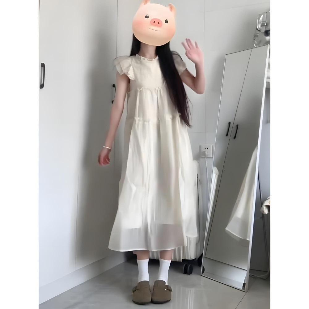 Gentle Xiaofei Sleeve Wind Xiaofei Sleeve Dress Temperament New Student Summer Sweet Loose Skinny Long Dress