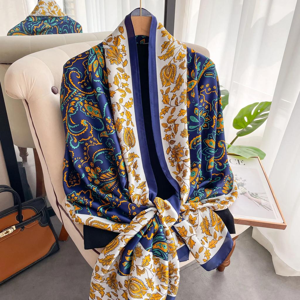 Four Seasons Latest Scarf Women's Luxury Design Scarf Silk Smooth Scarf Soft Muslim Headscarf Beach Sun Protection Shawl