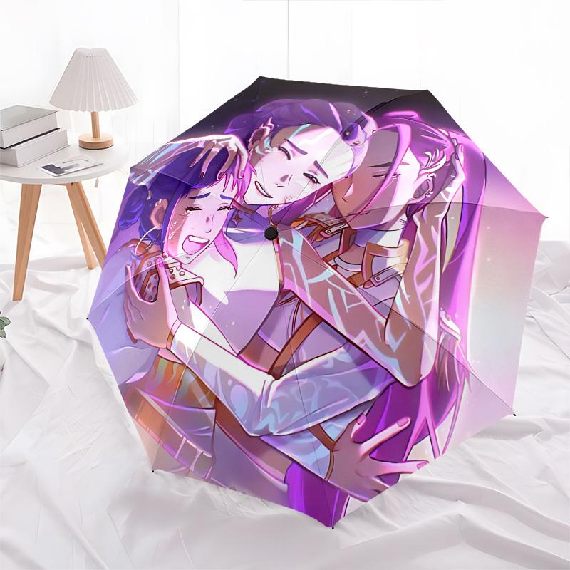 Ombrello Automatico Apri e Chiudi a Tema Gruppi di Ragazze K-POP Anime - 8 Stecche, Adatto per il Tempo Libero e le Uscite, Accessorio da Esterno, Gothi
