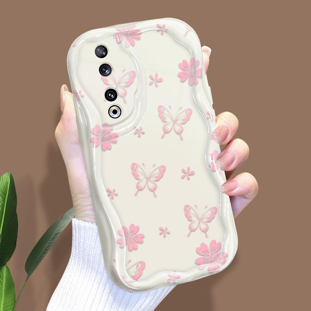 Roztomilý kreslený vzor krémová textura pouzdro vlnitý okraj měkký silikonový kryt pouzdro na telefon pro Huawei Honor Infinix Tecno iPhone