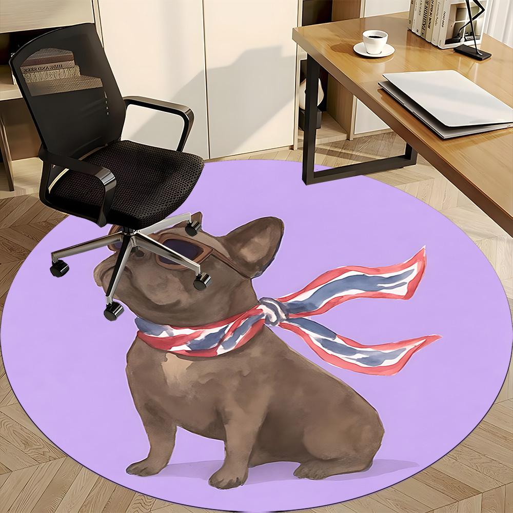 1pc Pug, Sunglasses Office Round Rug, Non-slip, Soft and Durable Office Rug for Interior Decoration, Perfect for Office, Beautiful Decoration yy260323
