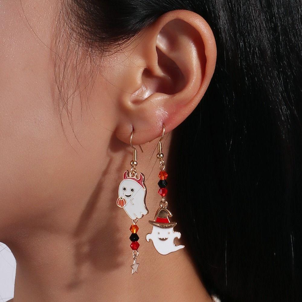 Ghost Halloween Earrings Zinc Zinc Alloy Ghost Dangle Earrings Exquisite Pumpkin Ear Studs  Party