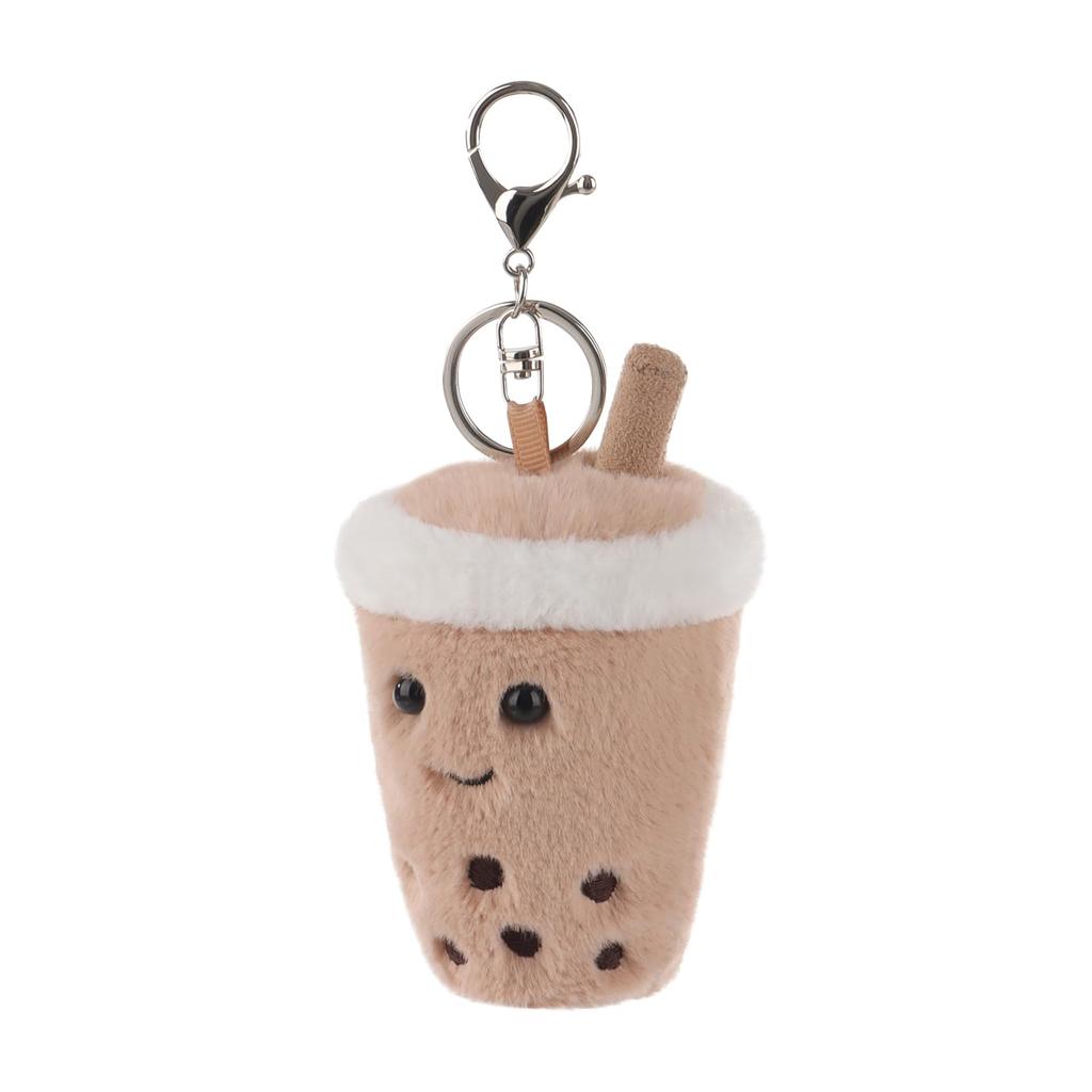 Apricot Lamb Bubble Tea Cute Soft Animal Keychain Plush Toy, Suitable for Men and Women, Backpack, Wallet, 10cm