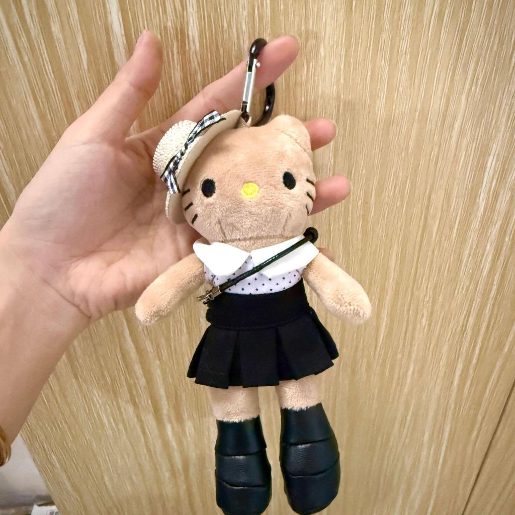 Cute Long-Legged Kitty Plush Pendant with Changeable Skirt - Ins Style Doll Keychain for Backpacks