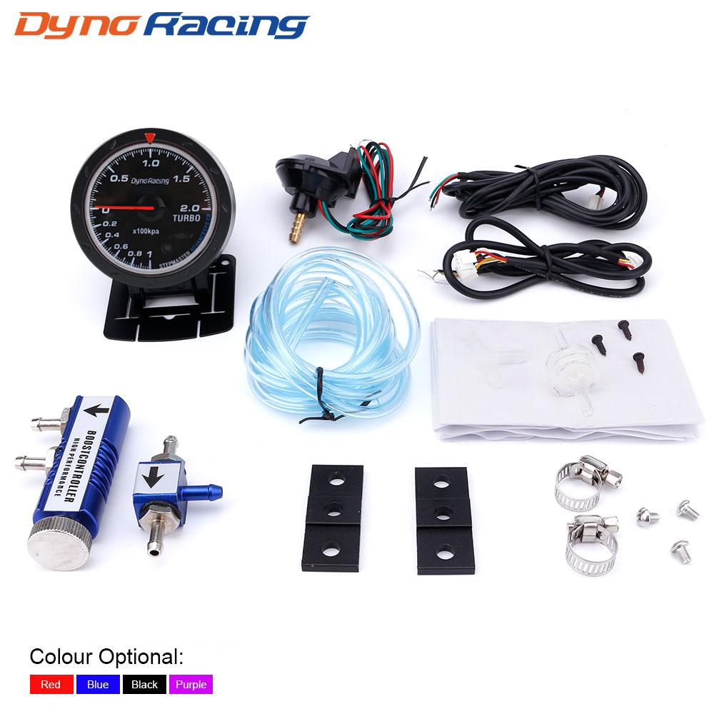 Dynoracing 60MM Car Turbo Boost Gauge + Adjustable Turbo Boost Controller Kit 1-30 PSI IN-CABIN Car Gauge Car Meter