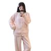 Cozy Plush Lounge Set With Pearl Buttons For Winter Comfort Homewear For Young Women