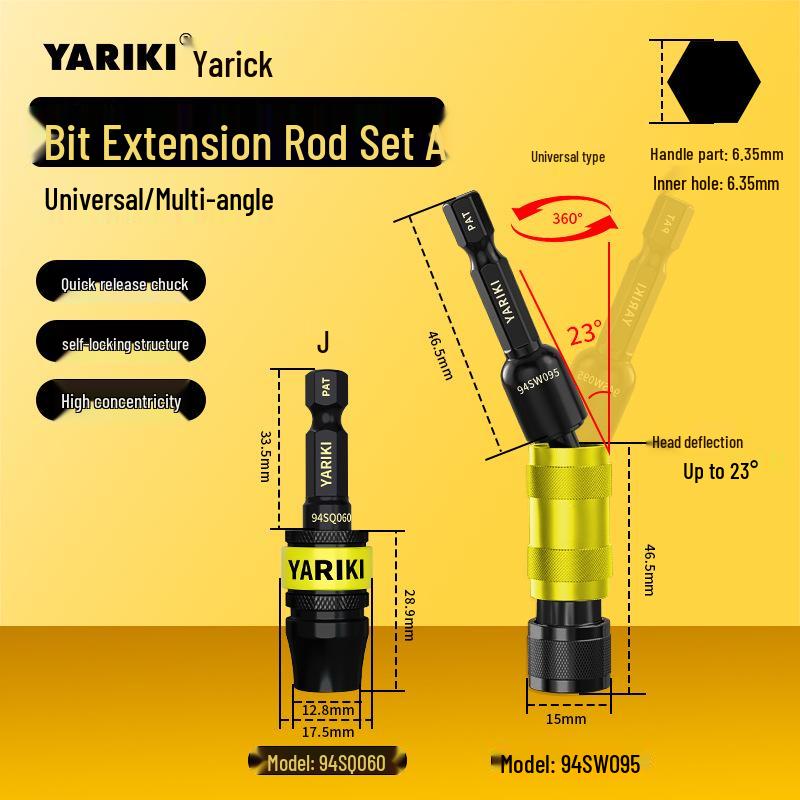 Yaruike 6.35mm Electric Screwdriver with Self-Locking Extension and Direct Plug-in Connector