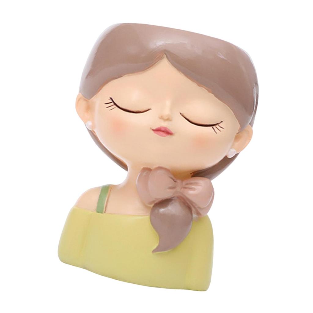 Girl Flower Pot Plant Container Cute Ornament Home Decoration Gift with Drainage