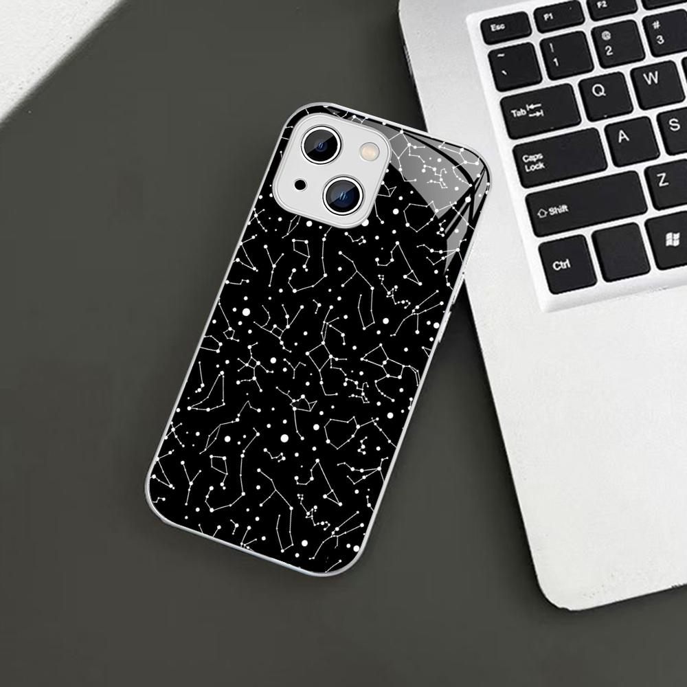Twelve Constellations Pattern Phone Case For iPhone 14 13 12 Mini 11 Pro XS Max X XR 14 Plus Tempered Glass Cover
