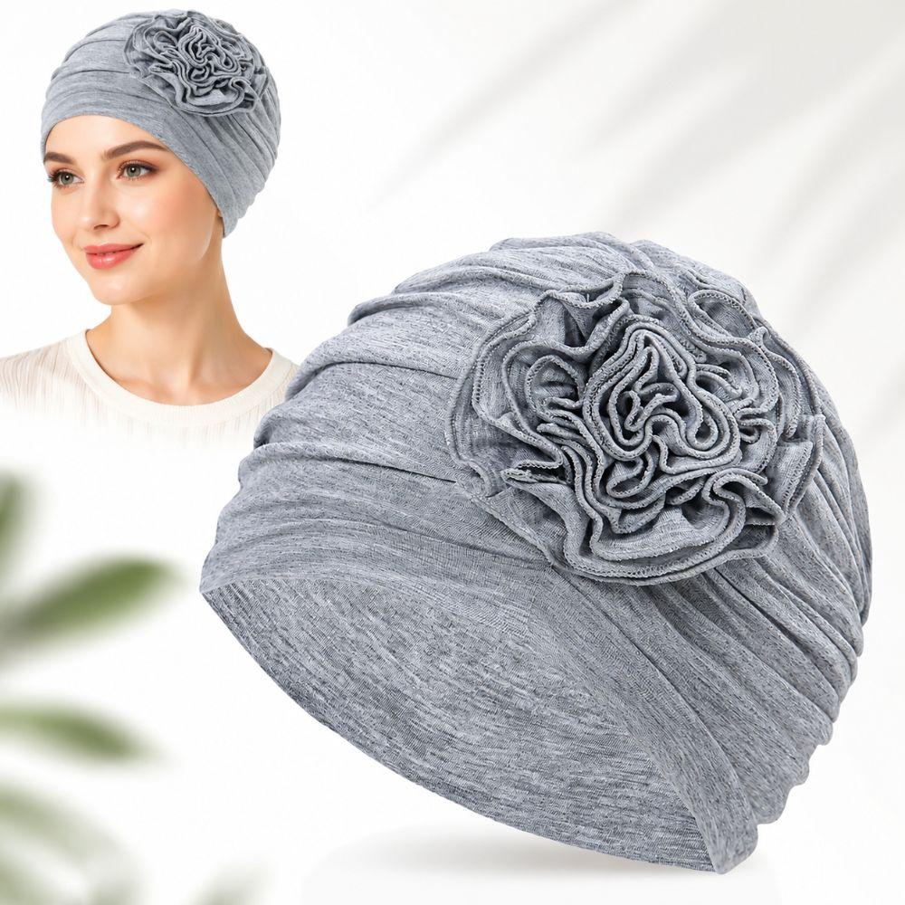 Double Layer Headscarf Hat 3D Flowers Headband Hat Simple Chemo Headwear Hat For Women