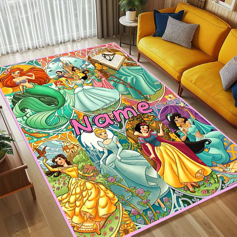 Custom Name Princess Party Living Room Non-Slip Area Rug Soft Carpet for Bedroom Kids Playroom Sofa Office Home Decor Doormat