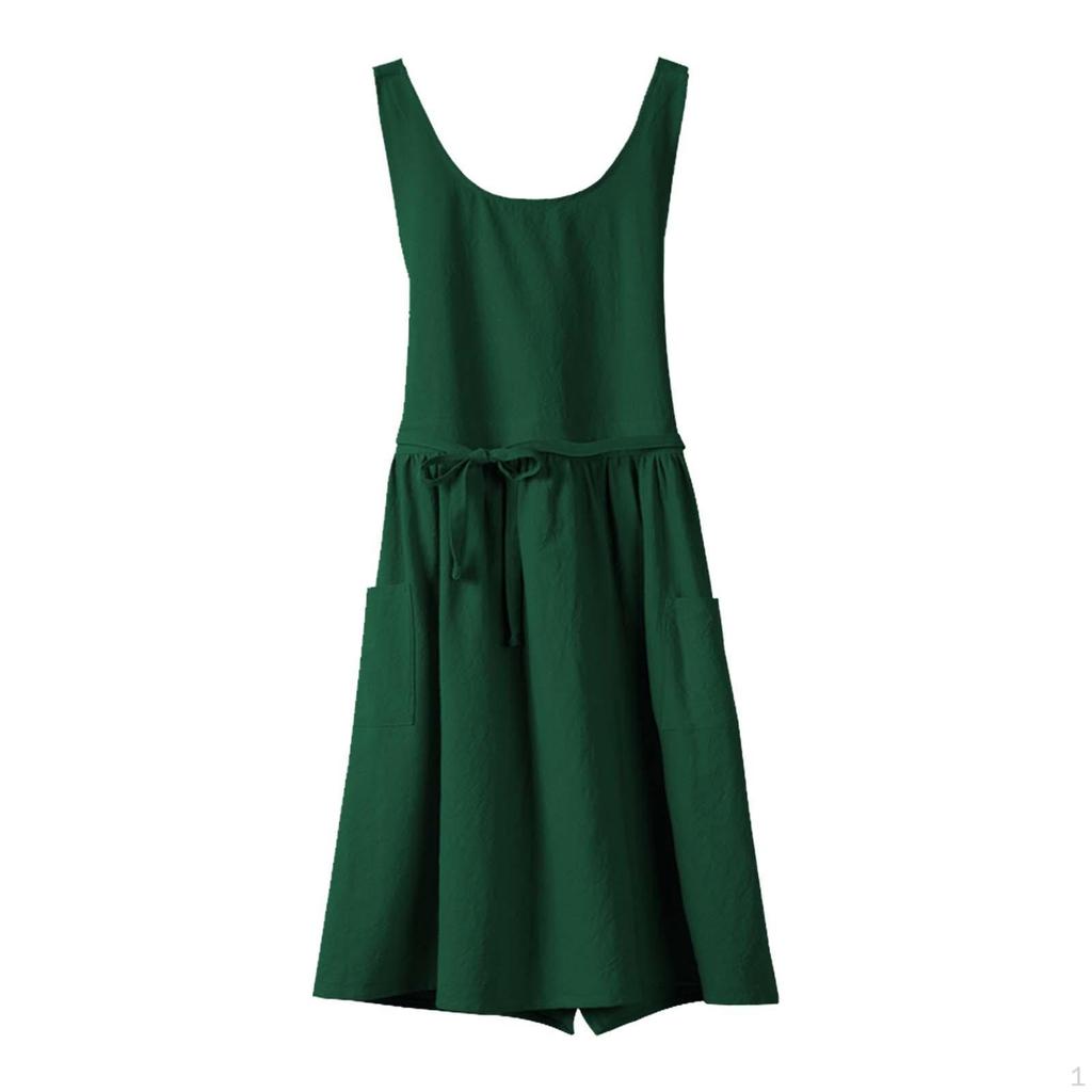 Chef Apron Cotton Kitchen Crew Neck Gardening with Pockets for Home Garden