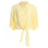 Shop   Women S Unique Collar Neck Summer Vacation Ribbon Tie Puff Shirt Yellow  