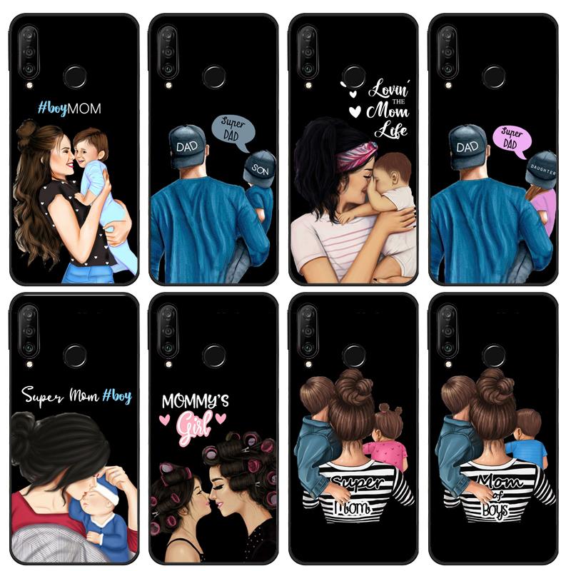 Super Dad Mom Baby Girl Twin Case For Huawei Nova Y61 Y60 Y70 Y90 5T 9 10 SE 3i 8i 11i P Smart 2019 P20 P40 Lite P30 Pro