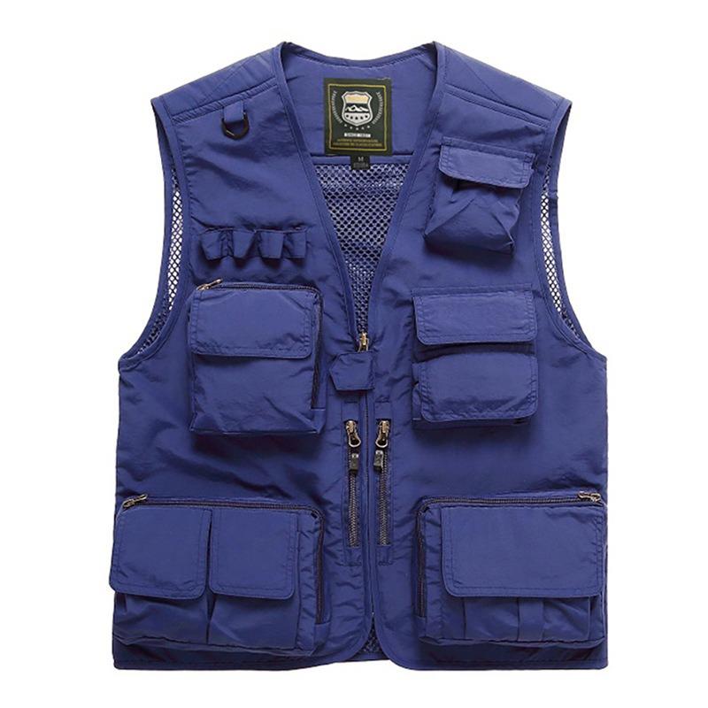 Men's Casual Outdoor Unloadable Multifunctional Reporter Travel Photography Mesh Quick Drying Fishing Vest Men
