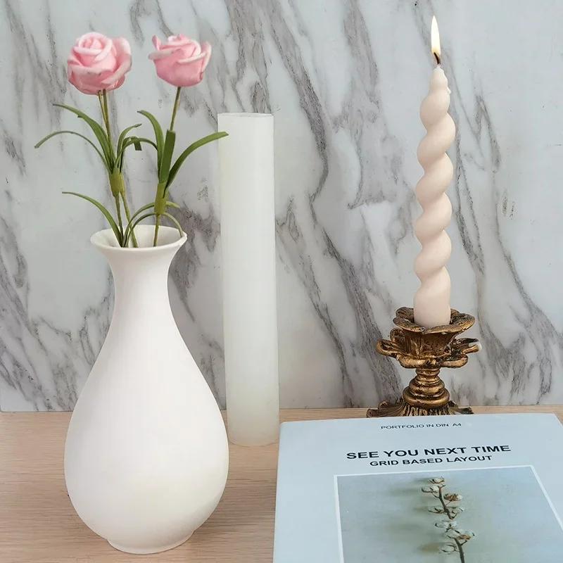 Romantic Spiral Long Pole Silicone Candle Mold DIY Geometry Round Candle Making Resin Soap Mould Handmade Gift Home Decor