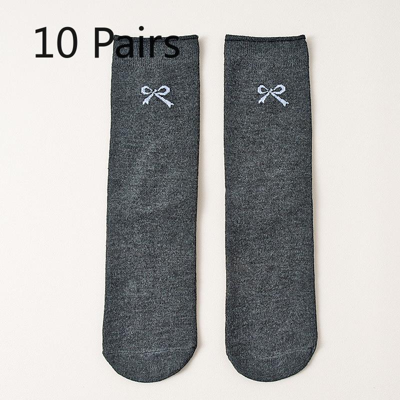 10 Pairs of Female Autumn Lovely Bow Month In The Tube Pile Socks