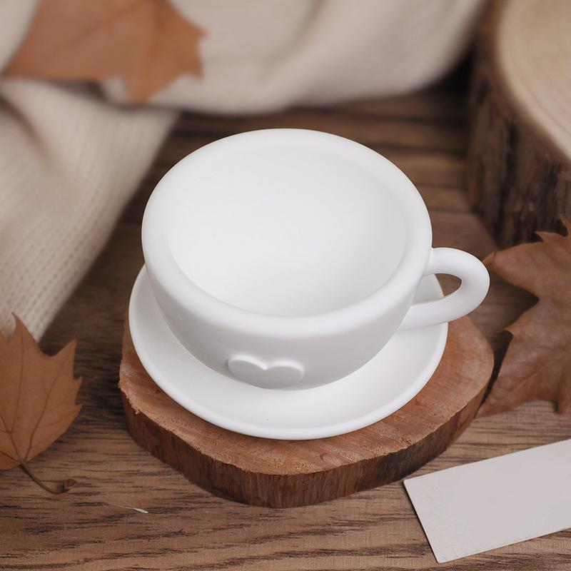 Love Teacup Silicone Mold DIY Handmade gypsum Cement Coffee Cup Saucer Ceramics Epoxy Resin Mold 3D Candle Cup Mold Home Decor