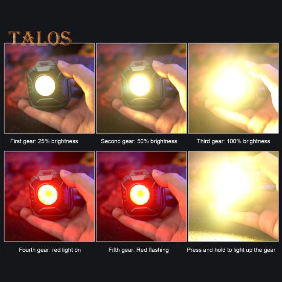 Mini Work Light Magnetic 6 Modes 4 Color Temperature Adjustable USB Rechargeable Outdoor Camping Hiking Hanging Lamp Emergency Repair Light