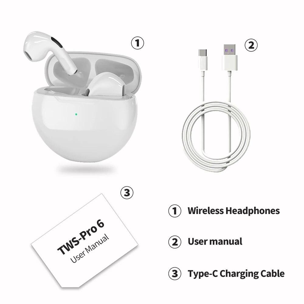 Pro 6 TWS Auricolare Bluetooth senza fili con MIC Tws Auricolari Cancle  rumore Cuffie Auricolare Pro6 per Apple iPhone 13 12 pro max Xiaomi Huawei  acquista in modo economico — spedizione gratuita,