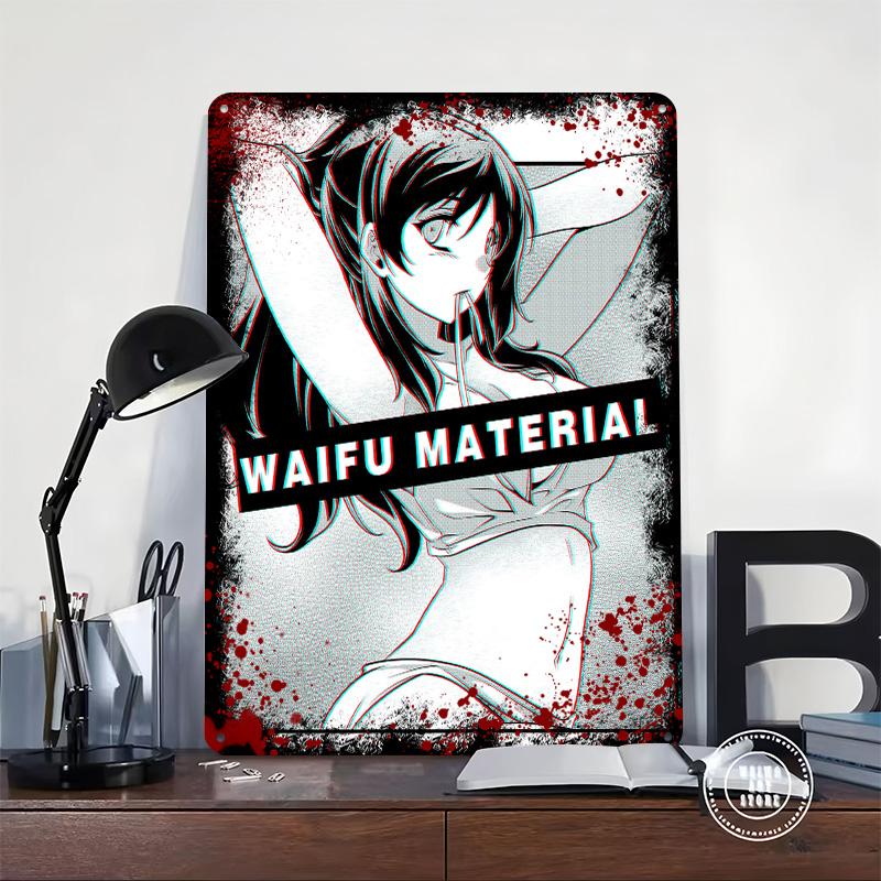 Waifu Material Tinplate Poster Customized Wall Art Vintage Metal Signs Retro Tin Plaque for Office Decor Home and Decoration