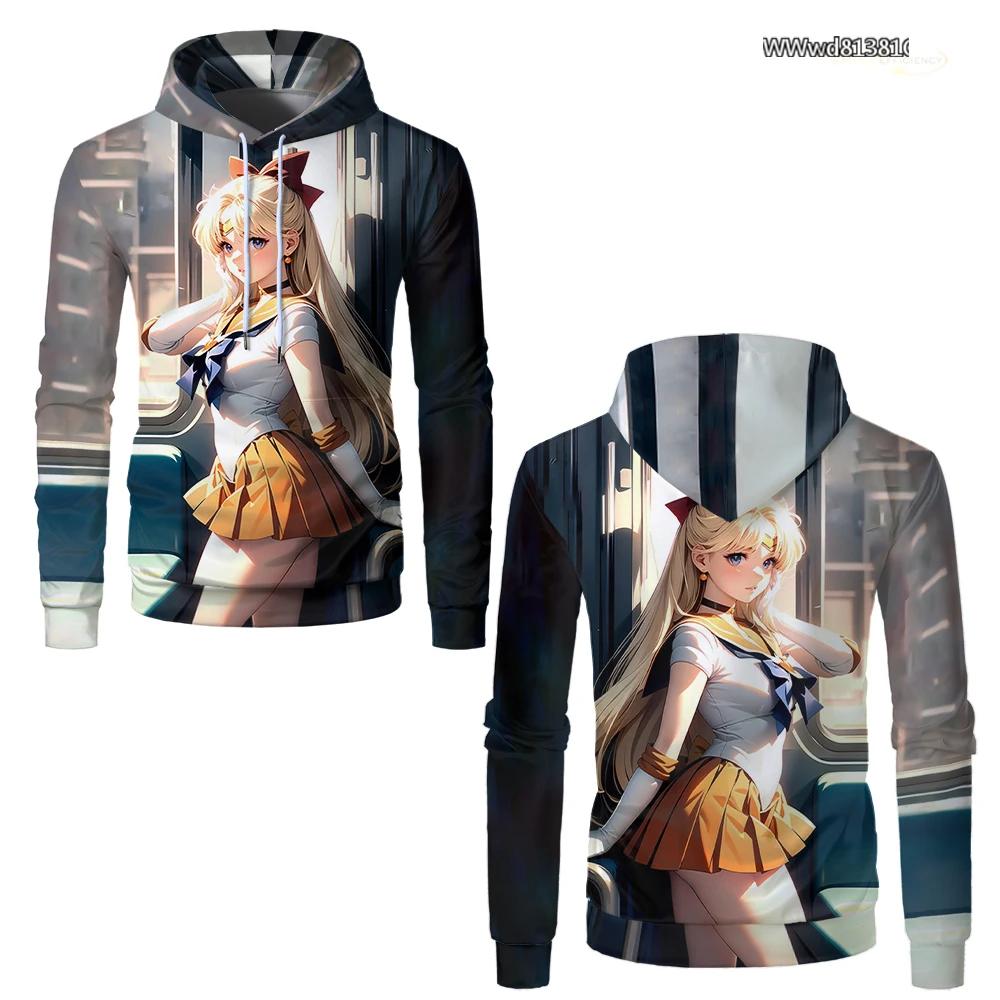 Sailor Moon Anime 3D Printed Men Hoodie Fashion Casual Funny Girls Hoodies Oversized Street Woman Sweatshirts Clothing Tops