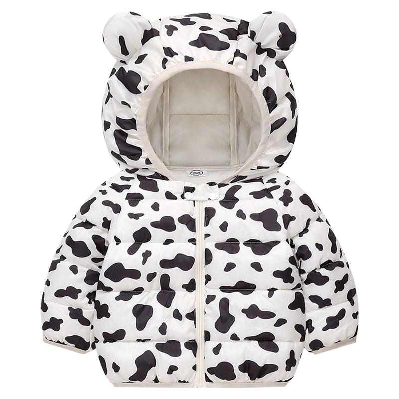 Chłopcy dziewczęta jesień/zima zapinana na zamek błyskawiczny kurtka wiatroszczelna z kapturem dla dzieci nadruk kreskówkowy ciepły, lekki płaszcz