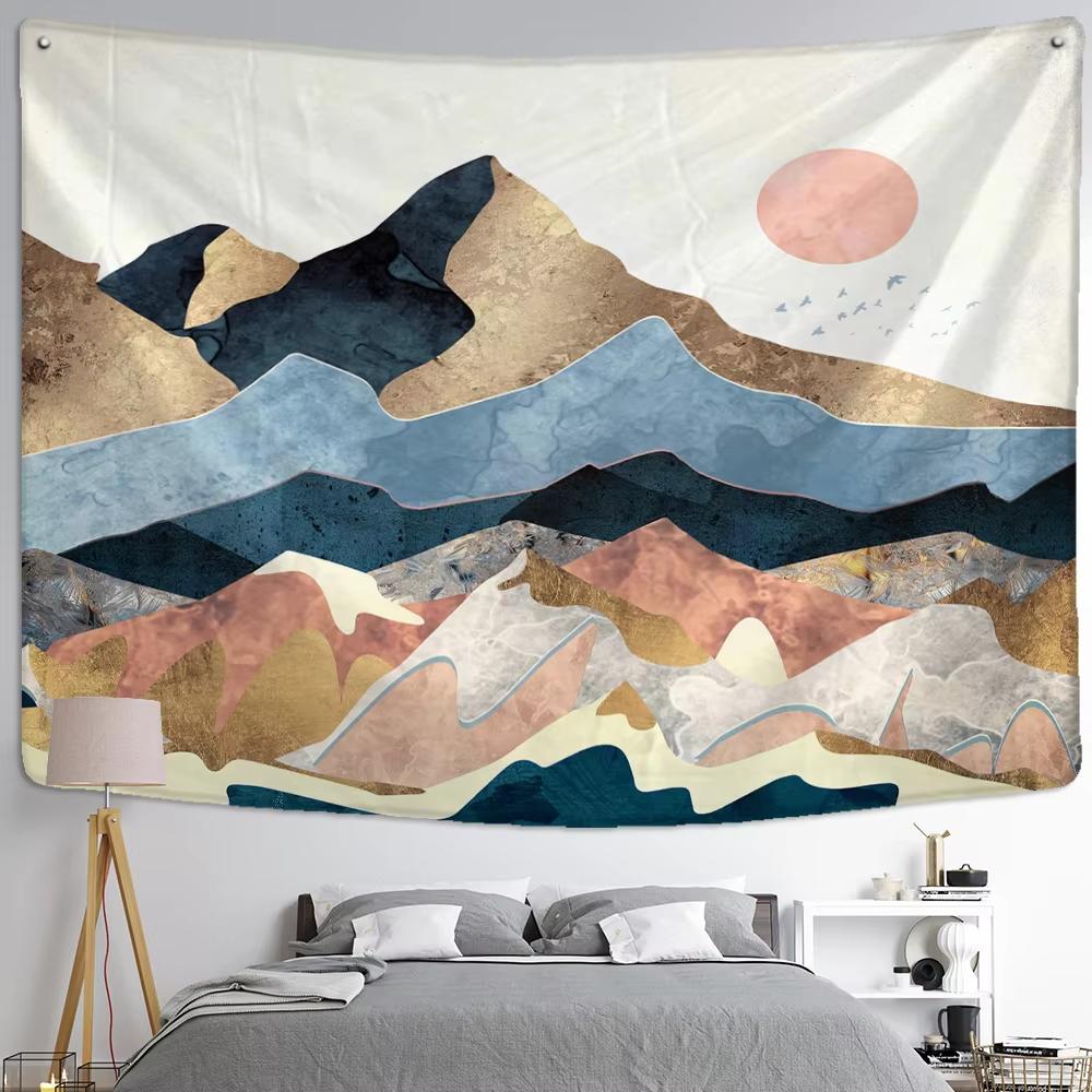 

Abstract Mountains Oil Painting Tapestry Boho Psychedelic Witchcraft Aesthetics Wall Hanging Home Decor for Room 74x94cm(29x37in)