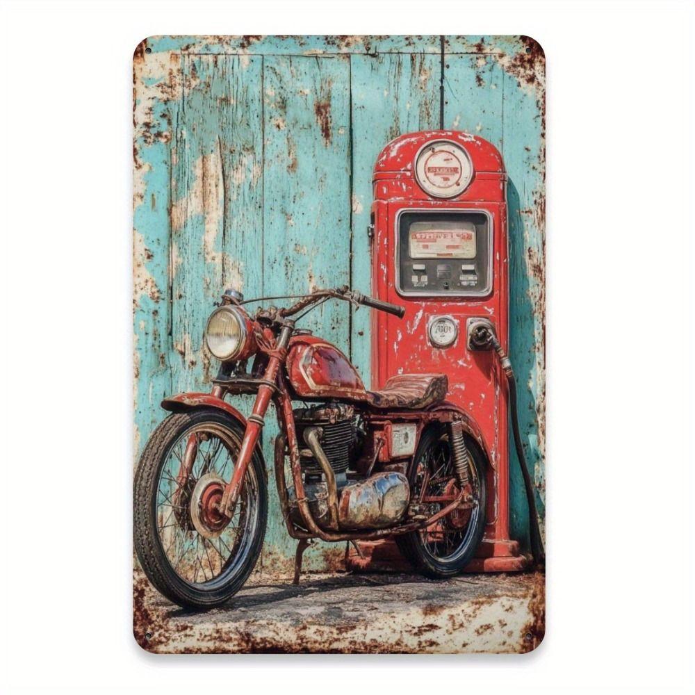 Vintage Motorcycle Metal Tin Sign Retro Biker Garage Wall Decor Industrial Style Art