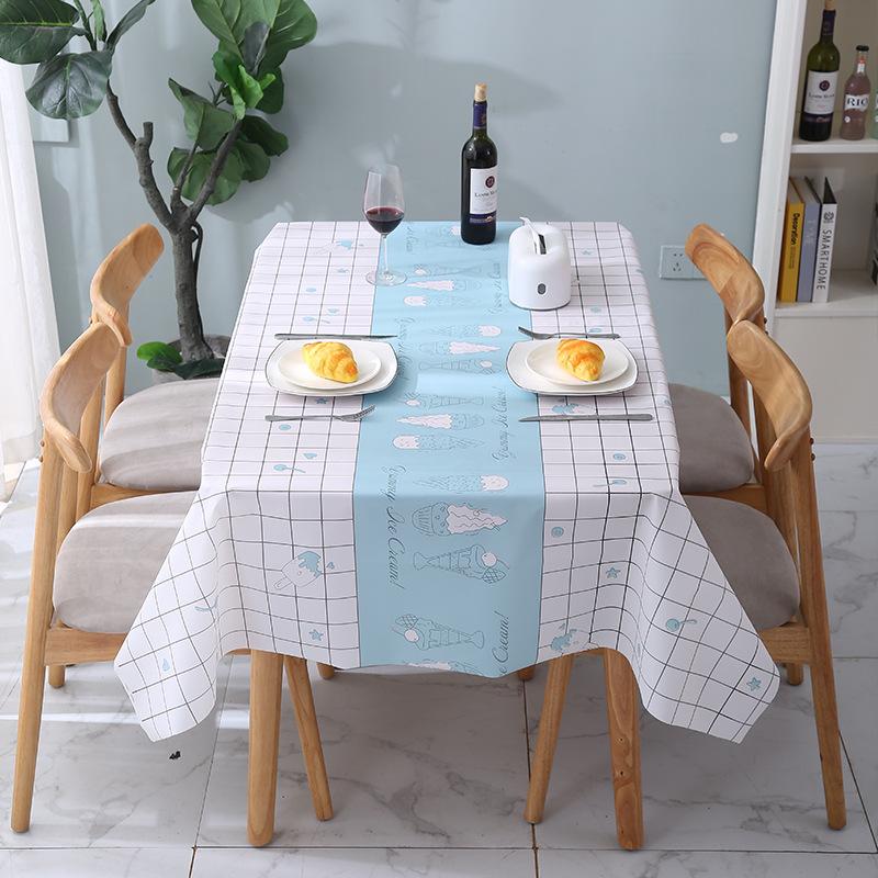 Home Tablecloth, Anti-scalding, Waterproof, Oil-proof, No-wash PVC Plaid Coffee Table Table Mat, Dormitory Tablecloth