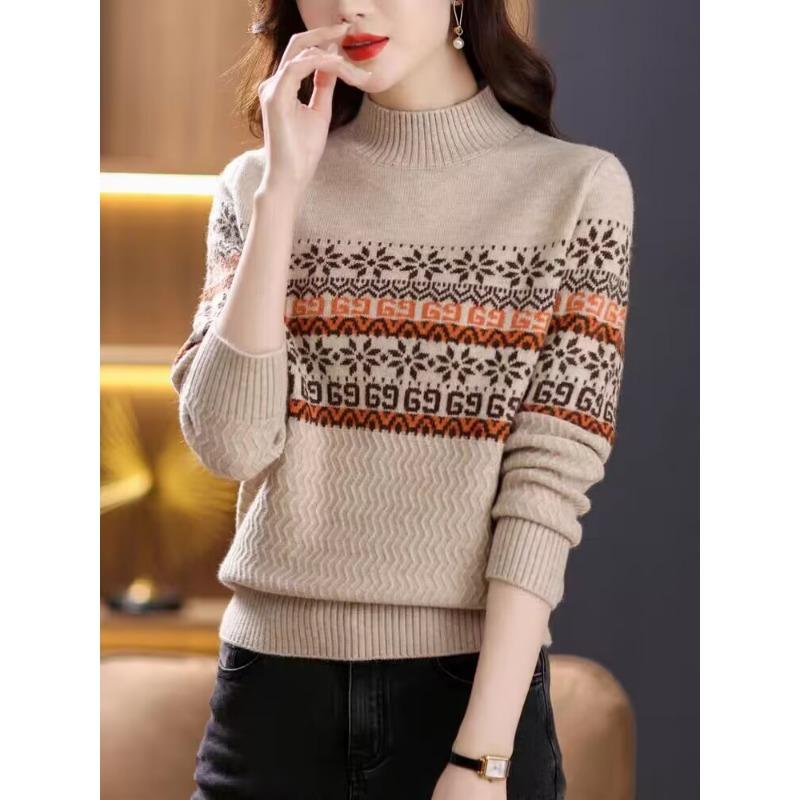 Half Turtleneck Base Shirt for Women's Fashionable Inner Wear Autumn Clothes New Style with Skirt Thick Sweater