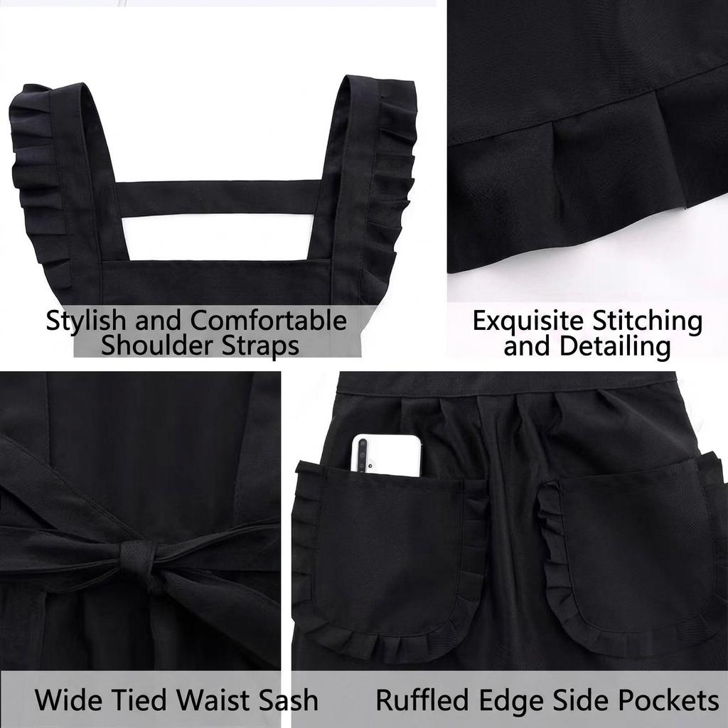 Korean Style Cotton Apron Cross Back Kitchen Cooking Baking Apron Work Wear for Women Nails Salon