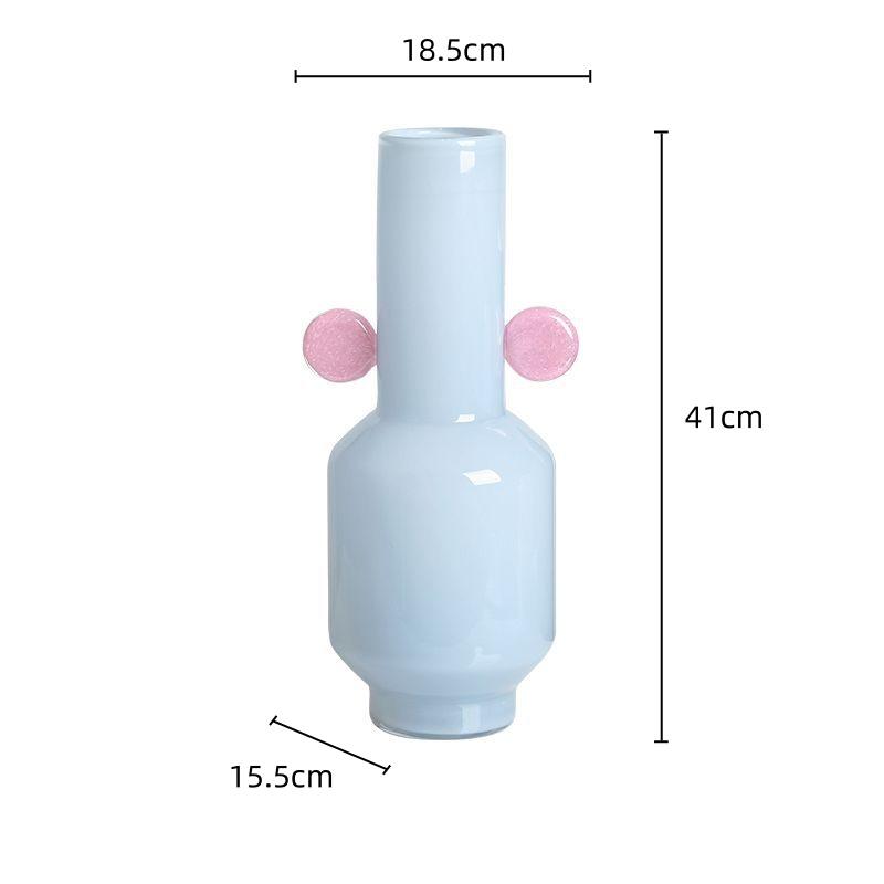 Stained Glass Vase Cartoon Flower Vase with Two Ears Floral Arrangement Accessories Flower Pot Room Decoration Accessories