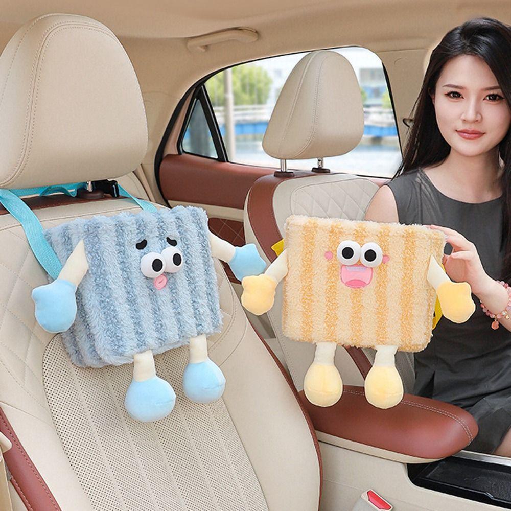 Plush Car Trash Can Hanging Car Mounted Tissue Box Car Umbrella Storage Case  Home Decoration
