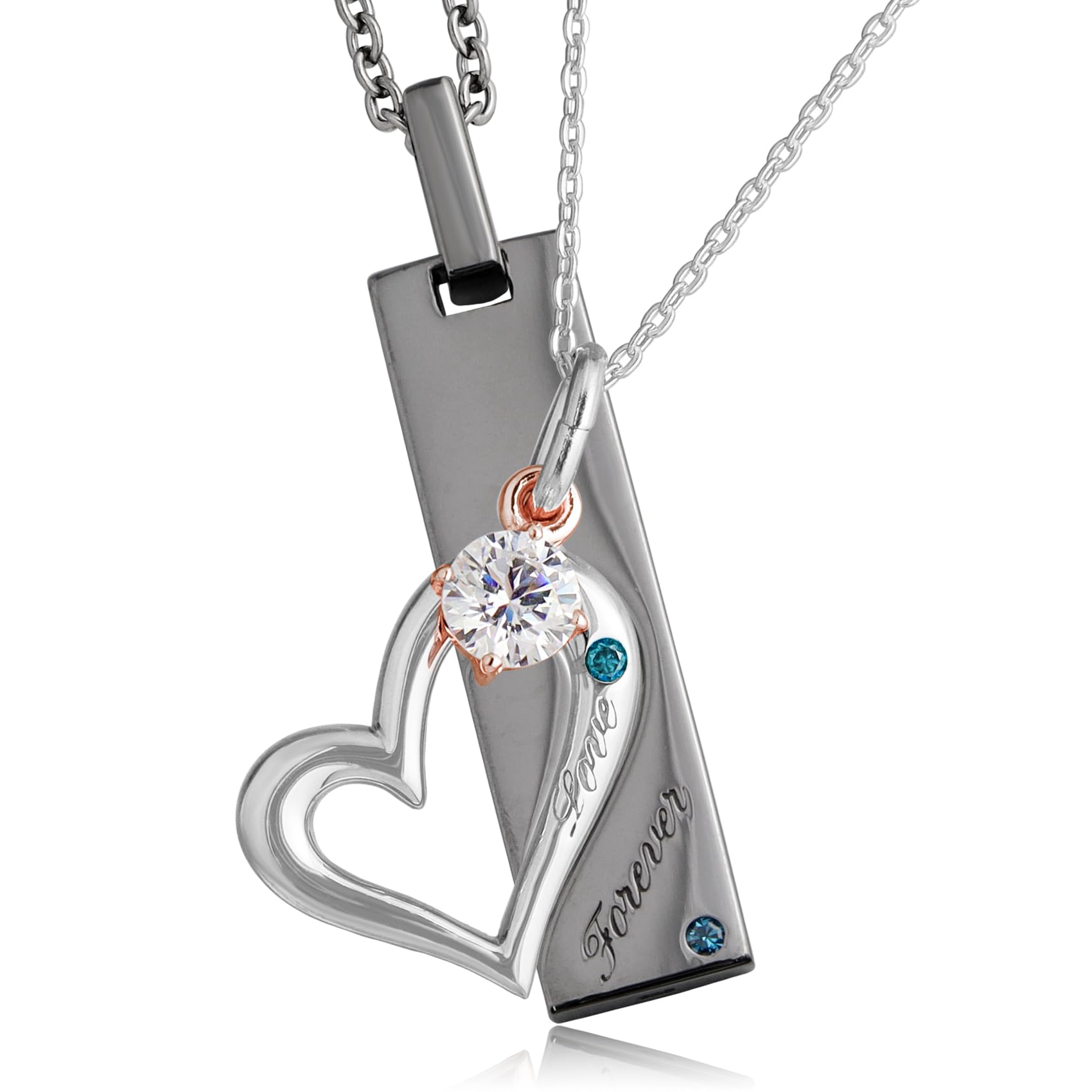

[Close to Me] Christmas Special Edition Heart Diamond Overlapping Pair Necklace (Silver) Sterling Silver 925 Pair Accessories Matching