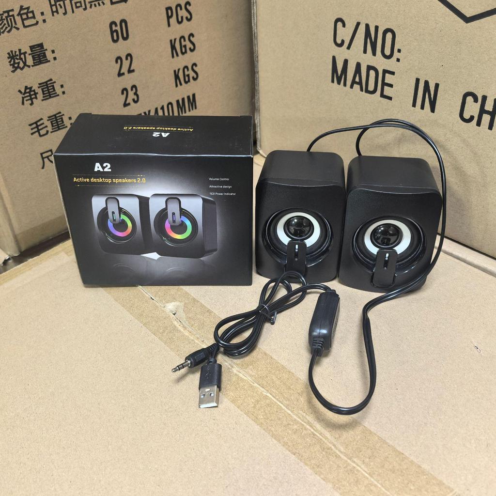 Mini USB Desktop Speaker Pair with Large Volume and Luminous Design for Computers and Laptops