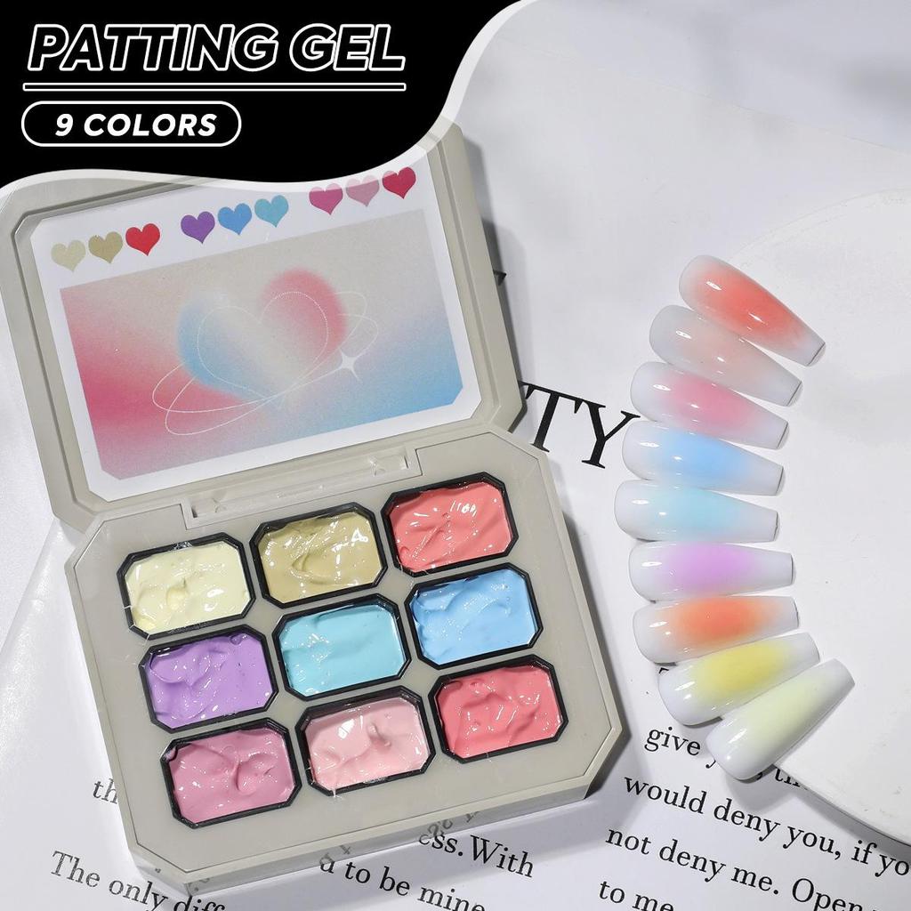 HONEYGIRL Gradient Solid Nail Polish Glue - Macaron Nine-Grid Transparent Color.
