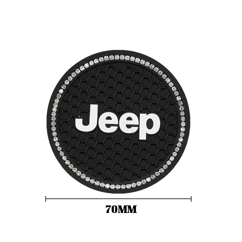 2Pcs Leather Coaster Anti-noise Water Cup Pad Cushion For Jeep Renegade Compass Grand Cherokee Wrangler Patriot Liberty Rubicon AJR1