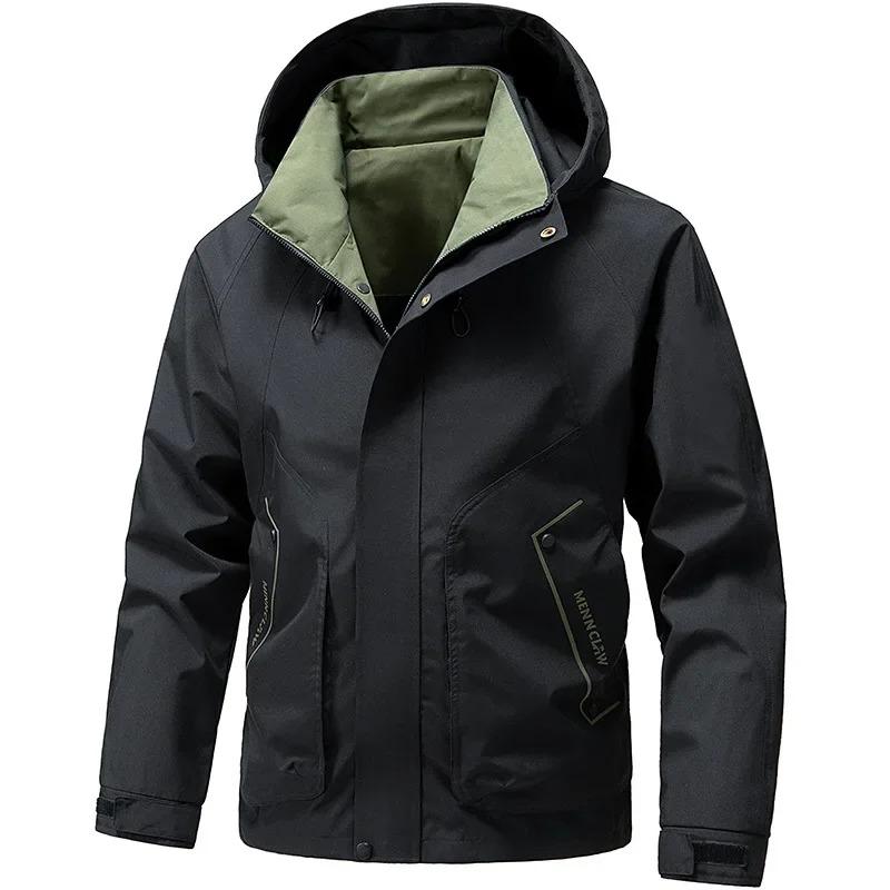 Men's Jacket Windbreaker Hiking Camping Coats Waterproof Outdoor Softshell Zipper Hooded Jackets Lightweight Spring Autumn Coats