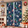 Cartoon Santa Claus Print Perforated Curtain Multi Size Insulation Living Room Holiday Decoration Easy Installation With Blackout Polyester Perfect