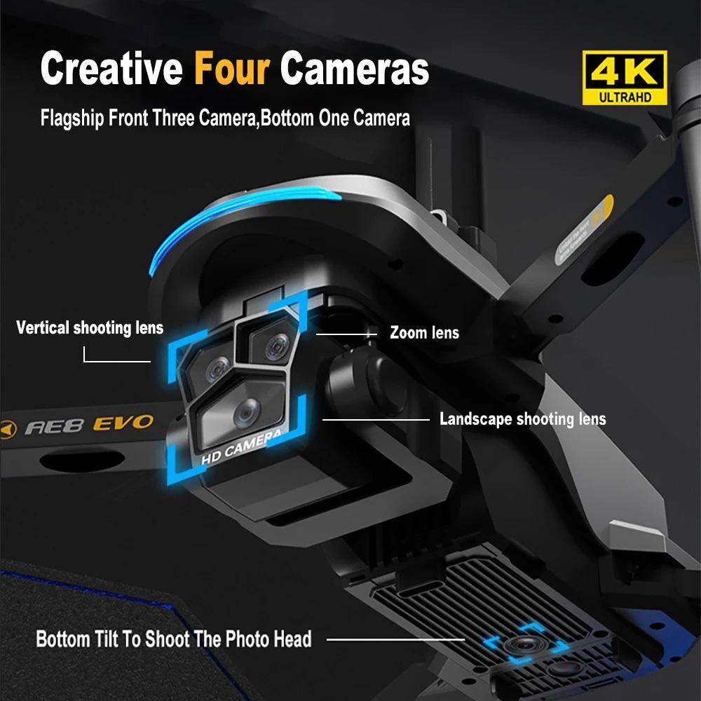 AE8 EVO GPS Drone 8K Professional HD Three Camera with Screen 5G WIFI 360°Obstacle Avoidance Brushless Rc Quadcopter FPV 5G WIFI Transmission UAV