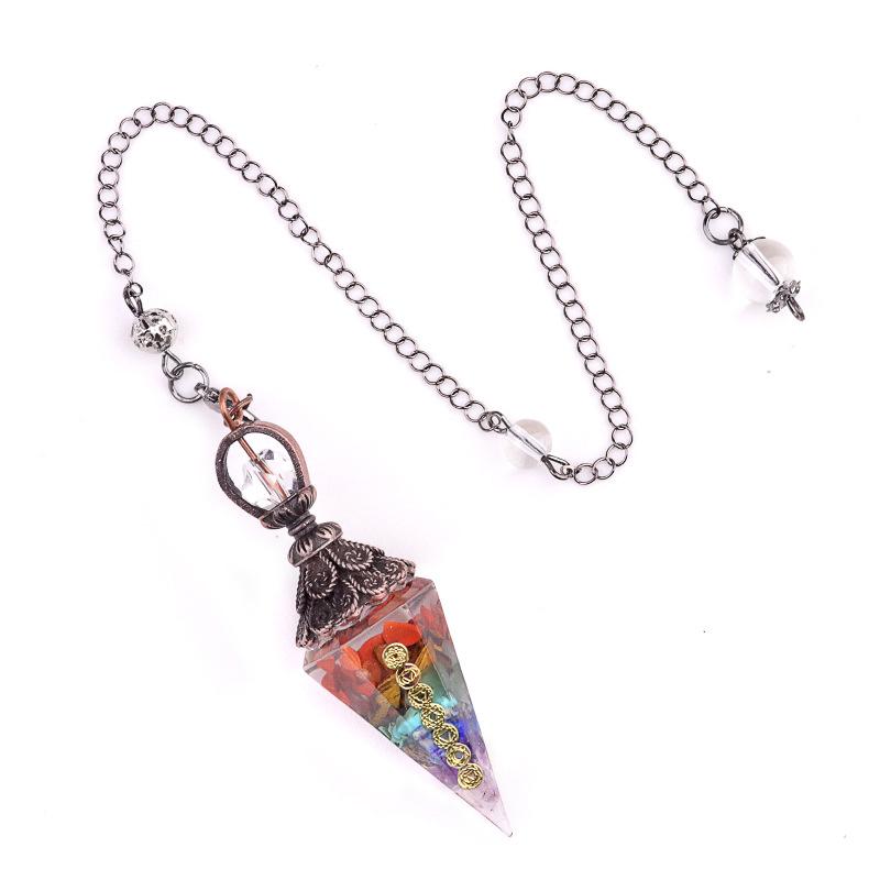 1pc 7color Hexagon Point Pendant Pendulum for Dowsing Balancing Resin Crystal Stone Pendulums Necklace Jewelry Gifts