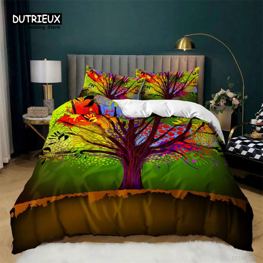 Nature Tree of Life Duvet Cover Microfiber Mystery Gothic Bedding Set Exotic Celtic Knot Quilt Cover King Queen For Kids Adults