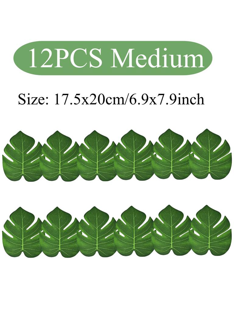 24pcs Artificial Tropical Palm Leaf Jungle Beach Theme Party Flower Accessories Cup Mat Wedding Birthday Party Home Table Decor
